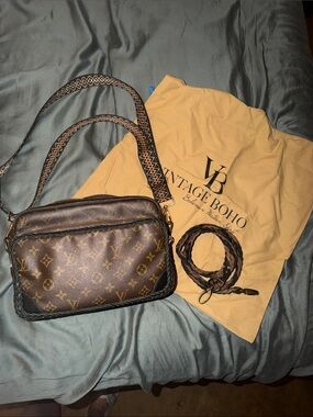 Authentic Vintage Boho LV Brown Monogrammed Crossbody with Braided Trim
